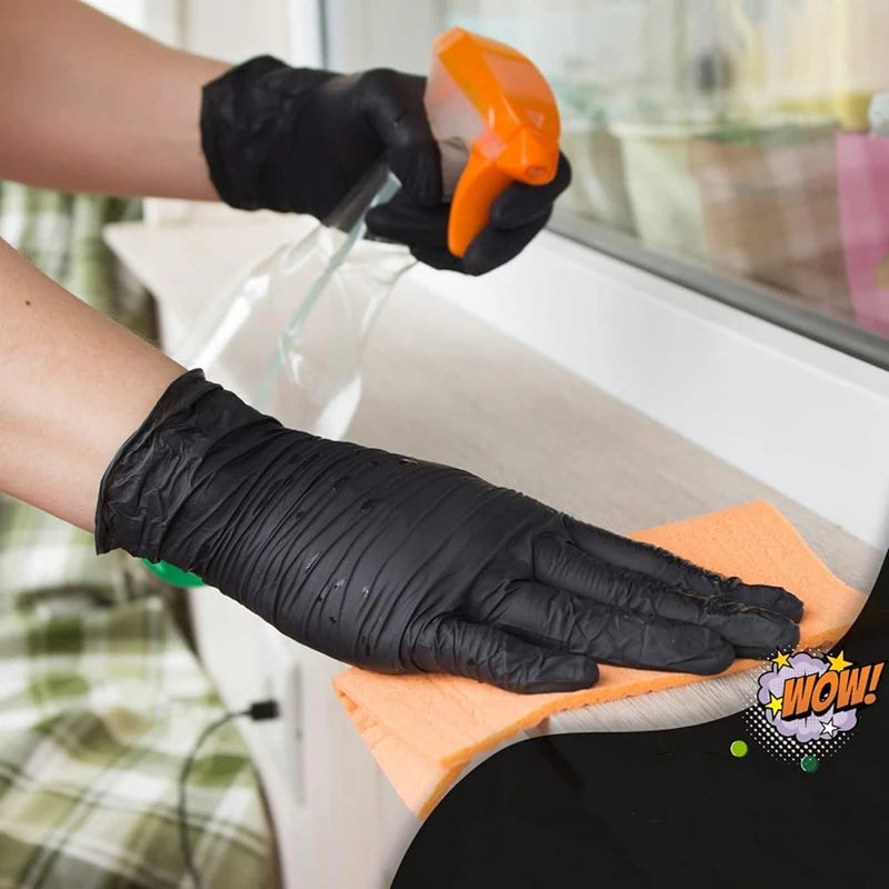 Black Nitrile Disposable Gloves 20/100PCS Latex & Powder Free Non-Sterile Cleaning Gloves for Cooking Household Mechanic Tattoo