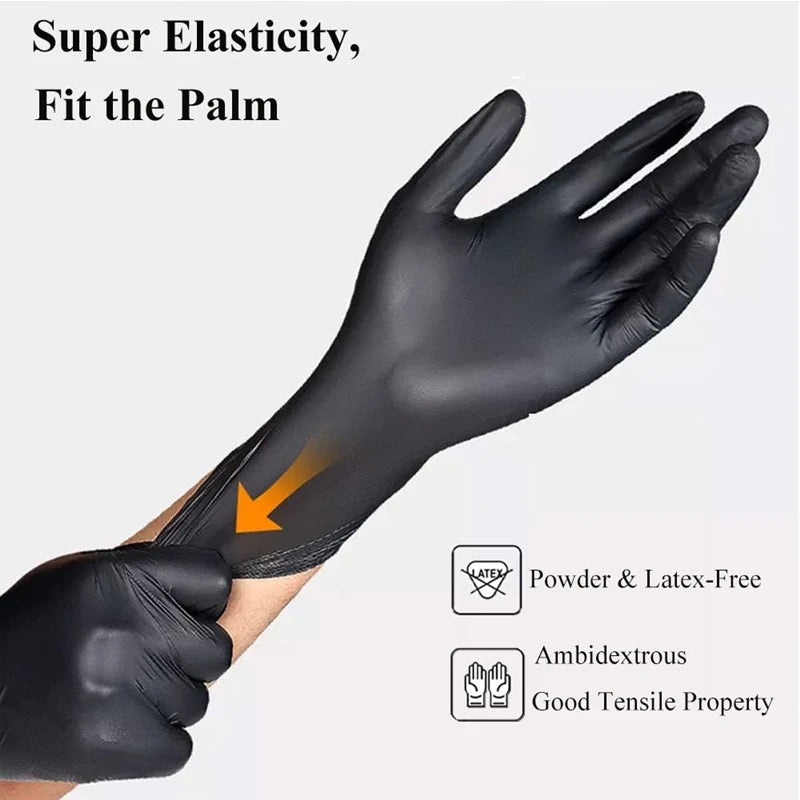 Black Nitrile Disposable Gloves 20/100PCS Latex & Powder Free Non-Sterile Cleaning Gloves for Cooking Household Mechanic Tattoo